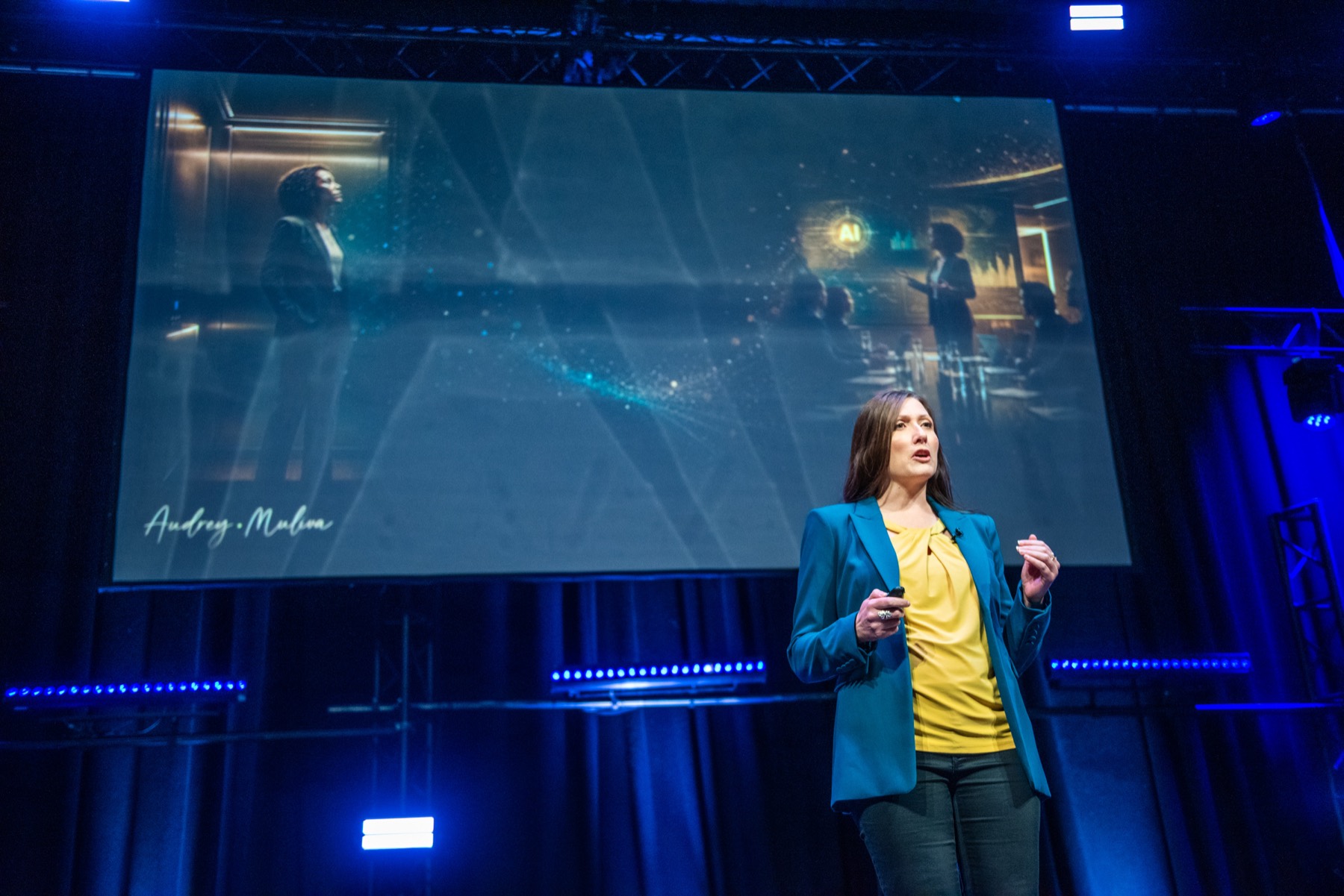 Audrey Muliva speaking on stage